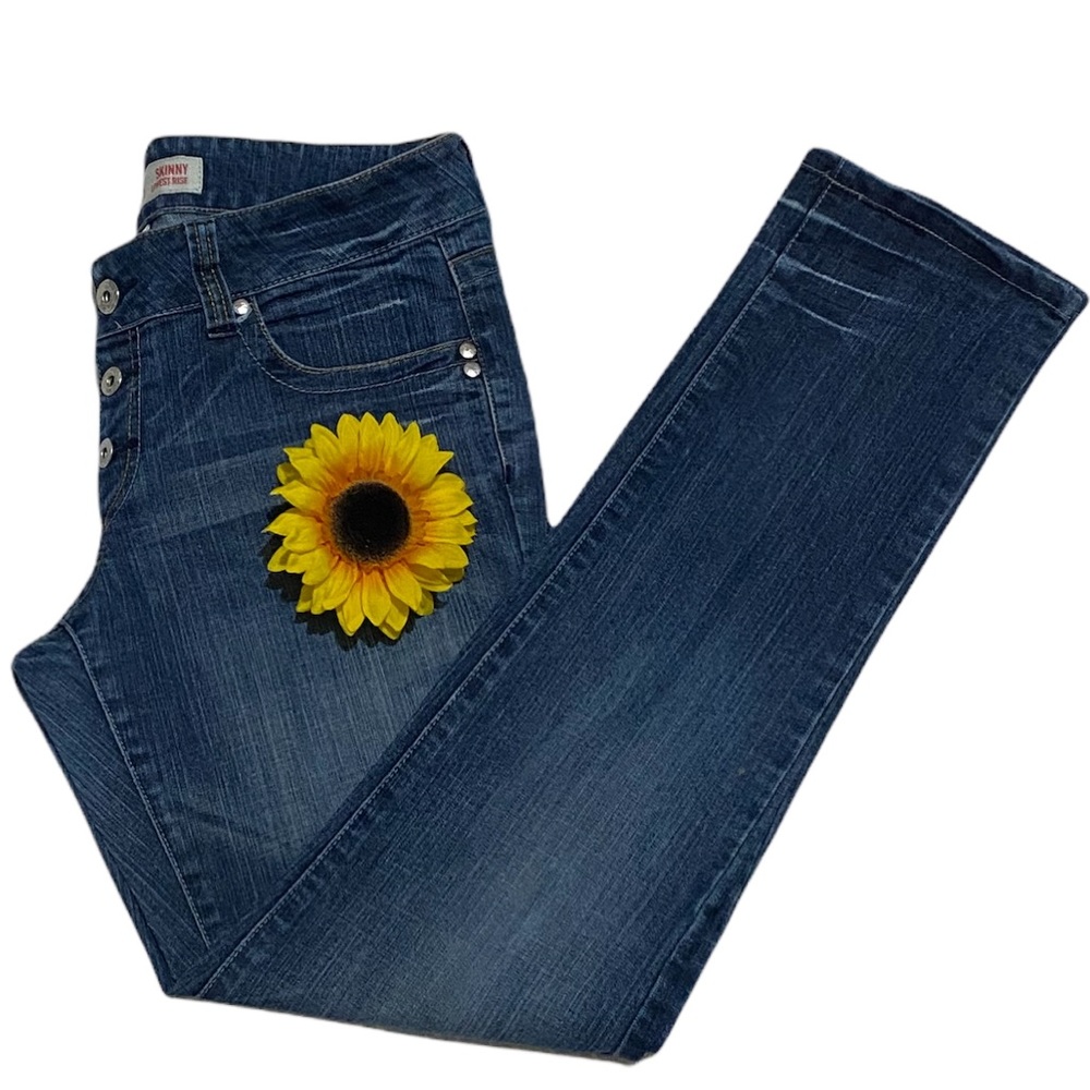 Mossimo Supply Co. Skinny Lowest Rise Medium Wash Denim Blue Jeans Size 15